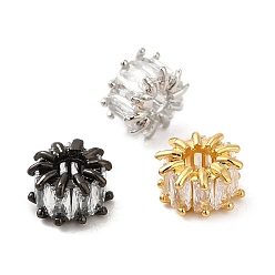 (52) Непрозрачная лаванда Стойки обшивки латунь микро проложить кубического циркония бусы, без кадмия и без свинца, колонка, разноцветные, 8.5~9x5.5 мм, отверстие : 3.5 мм