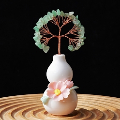 Зеленый Авантюрин Натуральные зеленые авантюриновые чипсы украшения из дерева жизни на тыквенной основе, Медная проволока, энергетический камень фэн-шуй, подарок для женщин и мужчин, медитация, 130~140 мм