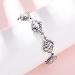 Нержавеющая Сталь Цвет 304 Браслеты из нержавеющей стали в форме спиральной ракушки для женщин, цвет нержавеющей стали, 7-1/8 дюйм (18.2 см)