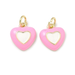 Белый Латунь эмаль подвески, сердце прелести, долговечный, стойки покрытие, без свинца и без кадмия, реальный 18 k позолоченный, белые, 12.5x11.5x4 мм, Перейти кольцо: 5.5x1 мм, 3 мм внутренним диаметром