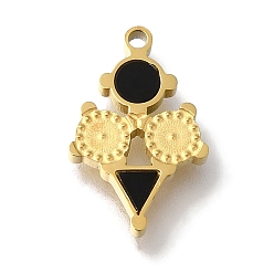 Золотой Ионное покрытие (ip) 304 подвески для ручной полировки из нержавеющей стали, с акриловой, треугольник и плоский круглый, золотые, 15x9.5x2 мм, отверстие : 1.2 мм