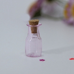 Розовый Миниатюрные стеклянные бутылки, с пробками, пустые бутылки желаний, для аксессуаров для кукольного домика, изготовление ювелирных изделий, туманная роза, 12x20 мм
