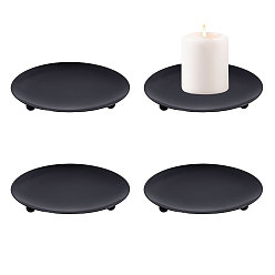 Black Iron Candle Holder, Flat Round, Black, 100x12mm