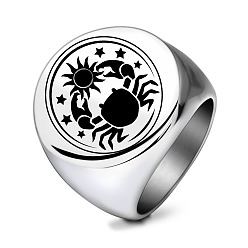 Нержавеющая Сталь Цвет Перстни-печатки из нержавеющей стали в стиле панк для мужчин, краб, цвет нержавеющей стали, размер США 11 (20.6 мм)