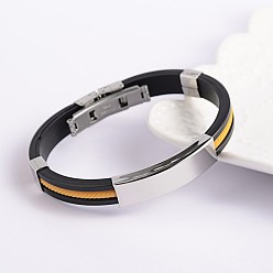 Темно-Оранжевый Модные пу кожаный шнур браслеты, с 304 прелести нержавеющей стали слайдер и часы группы застежками, темно-оранжевый, 68x54 мм