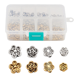 Античный Серебрянный & Античный Золотой Сплавочные овальные бусины тибетского стиля , цветок и звезда, старинное серебро и античный золотой, 110x70x30 мм, 400 шт / коробка