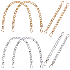 Mixed Color Bag Extender Chains, with Aluminum Curb Link Chains and Alloy Swivel Clasps, Mixed Color, 20~21.8cm, 1.15mm, 8 strands/set