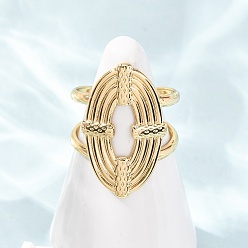 Golden 304 Stainless Steel Cuff Open Rings, Oval, Ion Plating(IP), Golden, 26mm, Inner Diameter: 19mm