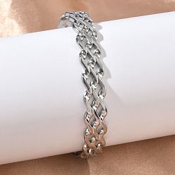 Нержавеющая Сталь Цвет 304 женские браслеты-манжеты из нержавеющей стали, волна, цвет нержавеющей стали, внутренний диаметр: 2.05x2.32 дюйм (5.2x5.9 см)