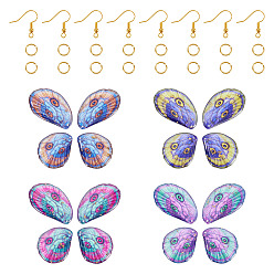 (52) Непрозрачная лаванда Наборы для создания подвесных сережек своими руками, в том числе 4 наборы подвесок из эпоксидной смолы, 20шт. латунные крючки для серег и 40шт. соединительные кольца, разноцветные, 27.5~37.5x23~23.5x2~2.5 мм, отверстие : 1.2 мм, 1 набор / цвет