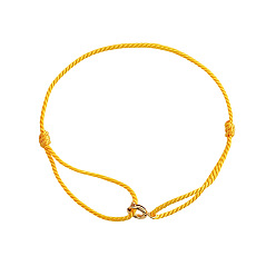 Amarillo Pulseras ajustables con cordón de nailon trenzado, Anillo de latón dorado para mujer, amarillo, 11.02 pulgada (28 cm)