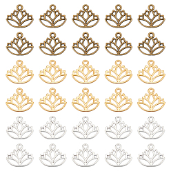 (52) Непрозрачная лаванда 120 шт 3 цвета подвески из сплава, очарование лотоса, разноцветные, 14x16x1.4 мм, отверстие : 1.5 мм