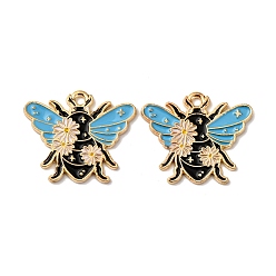Золотой Подвески из эмали и сплава, Пчелы, золотые, 20.5x24.5x1.5 мм, отверстие : 1.8 мм