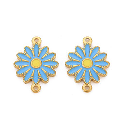 Озёрно--синий 304 соединительные звенья эмалированные нержавеющие, ионное покрытие (ip), золотые, цветок, Плут синий, 21x15.5x2 мм, отверстие : 1.4 мм