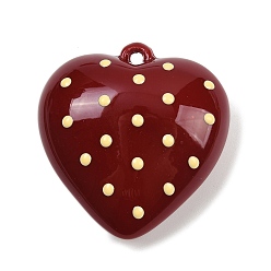 Темно-Красный Подвески из непрозрачной акриловой эмали, сердце, темно-красный, 44x42x19.5 мм, отверстие : 3 мм
