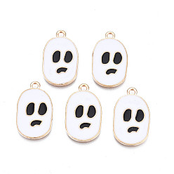 Белый Подвески из эмали и сплава, без кадмия, без никеля и без свинца, золотой свет, для Хэллоуина, череп, белые, 25x15x1.5 мм, отверстие : 1.8 мм