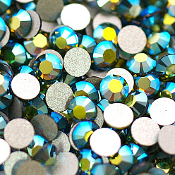 Olivine Glass Flat Back Rhinestone, Grade A, Back Plated, Faceted, AB Color, Half Round, Olivine, SS16, 3.8~4.0mm, 1440pcs/bag