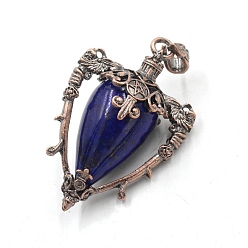 Ляпис-Лазурь Природные лазурит точечные маятник подвески, с красной медной латунью, треугольные, 54x35x23 мм