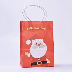 Orange rot Kraftpapiersäcke, mit Griffen, Geschenk-Taschen, Einkaufstüten, für Weihnachtsfeier Taschen, Rechteck, orange rot, 42x31x13 cm