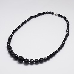 Noir Jade malaisie naturel diplômé colliers de perles, teint, avec crochet de vis, platine, noir, 18.3 pouce