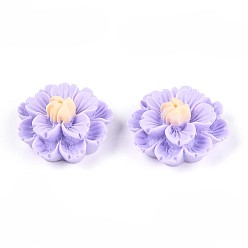 Лиловый Смола декодирует кабошоны, трехмерный цветок, сирень, 23.5~24.2x23.5~24.2x11~12 мм