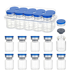 Прозрачный 20шт. стеклянная бутылка для наполнения порошком, лабораторные принадлежности, с 2шт. полипропиленовые пластиковые коробки, прозрачные, 3.8x2.2 см, емкость: 5 мл (0.17 жидких унций)