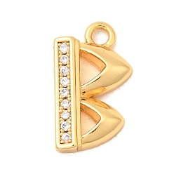 Letter B Латунные микро проложить кубического циркония прелести, без никеля , реальный 18 k позолоченный, В письме, 14x8x3 мм, отверстие : 1.6 мм