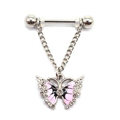 Бабочка 316l хирургическая нержавеющая стальная скоба для соска, цвет нержавеющей стали, бабочка, 14 мм, штифты : 1.6 мм