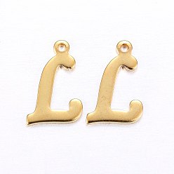Letter L 201 подвески из нержавеющей стали, буквы, золотые, letter.l, 15x8x1 мм, отверстие : 1 мм