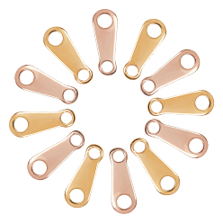 Золотой & Розовыый Золотой Вакуумное покрытие pvd 304 цепные язычки из нержавеющей стали, разъемы удлинителя цепи, слеза, золотой и розовое золото, 10x4x0.5 мм, отверстия : 1.5 mm и 2 мм, 200 шт / коробка
