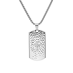 Нержавеющая Сталь Цвет 304 из нержавеющей стали Кристалл Rhinestone подвески, прямоугольник с поперечными прелести, цвет нержавеющей стали, 42x22 мм