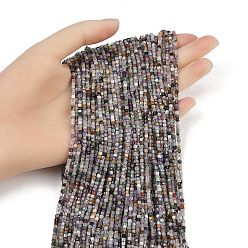 Флюорит Природного флюорита бисер нитей, граненые настольные бусины в форме куба, 2x2x2 мм, отверстие : 0.5 мм, около 169 шт / нитка, 15.51'' (39.4 см)