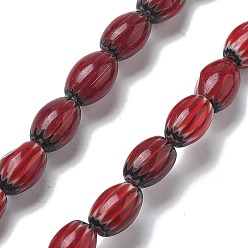 (123L) Белый крем непрозрачный блеск Handmade millefiori lampwork beads strands, рис, огнеупорный кирпич, 8.5~9x6~6.5 мм, отверстие : 0.8 мм, около 38 шт / нитка, 12.99 дюйм (33 см)
