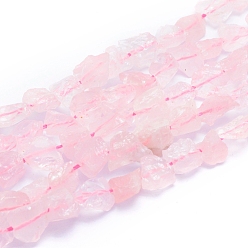Розовый Кварц Сырой грубый натуральный розовый кварц бисер прядь, самородки, 6~12x6~10x5~8 мм, отверстие : 0.7 мм, около 48 шт / нитка, 15.75 дюйм (40 см)