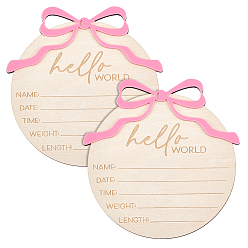 Плоский Круглый Деревянная памятная открытка о росте младенца, альбом для фотосессии новорожденных реквизит бревно, бантом, плоско-круглые, 155x150x5 мм