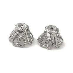 Нержавеющая Сталь Цвет Не тускнеет 304 колпачки из нержавеющей стали, цветок, цвет нержавеющей стали, 6.5x5 мм, отверстие : 0.9 мм