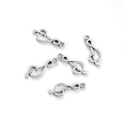 Античное Серебро Сплавочные подвески тибетского стиля, прелести музыкальных нот, античное серебро, 27x10 мм