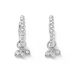 Платина Серьги-кольца из латуни с кубическим цирконием, долговечные серьги с подвесками для женщин, без свинца и без кадмия, платина, 19.5 мм, штифты : 0.9 мм