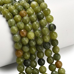 Синьцзян Нефрит Бусы из натурального нефрита синьянг, граненый (128 граней), круглые, 6 мм, отверстие : 1 мм, около 61 шт / нитка, 14.96 дюйм (38 см)