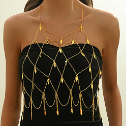 Золотой Элегантный железный геометрический лист кисточка грудь тело цепь, универсальный для ежедневной вечеринки, золотые, 570 мм