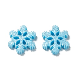 Светло-Голубой Непрозрачные кабошоны из смолы, снежинка, Небесно-голубой, 21x19x4.5 мм