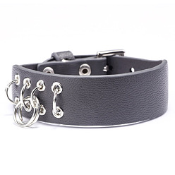 Gray Adjustable PU Leather Watch Bands/Bracelets, with Alloy Findings, Iron Rings, Gray, 8-5/8 inch(22cm), 19mm