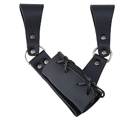 Черный Ножны для ножей и мечей из искусственной кожи, с железной фурнитурой, держатель поясного ремня, аксессуары для ретро средневекового костюма, чёрные, 122~128x185x50.5 мм