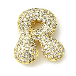 Letter R Стойки обшивки латунь кубического циркония подвески, без кадмия и без свинца, долговечный, алфавит, Буква R, 22x19x7 мм, отверстие : 4x2 мм