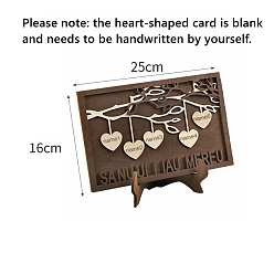 Кокосово-Коричневый Деревянное персиковое сердце генеалогическое дерево любовь орнамент, украшение столешницы для гостиной, кокосового коричневый, 250x160 мм