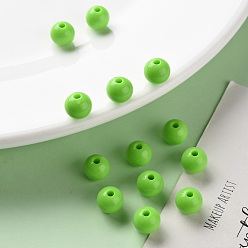 Lawn Green Opaque Acrylic Beads, Round, Lawn Green, 8x7mm, Hole: 2mm, about 1745pcs/500g
