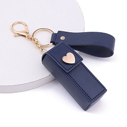 Темно-Синий Сумки для хранения губной помады из искусственной кожи, портативный органайзер для бальзама для губ для женщин, с брелком из сплава светло-золотистого цвета, темно-синий, мешок: 8x2.5 см