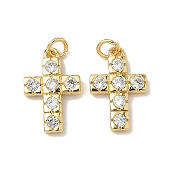 Настоящее золото 18K Латунные микро проложить кубического циркония подвески, с целью перехода в кольце, крестик, без свинца и без кадмия, долговечный, реальный 18 k позолоченный, 17.5x11x2.5 мм, отверстие : 3 мм