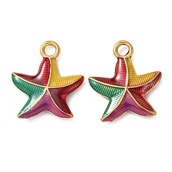 Разноцветный 304 нержавеющей стальной эмали подвески, прелести морская звезда, ионное покрытие (ip), реальный 18 k позолоченный, красочный, 22x19.5x3 мм, отверстие : 2.5 мм