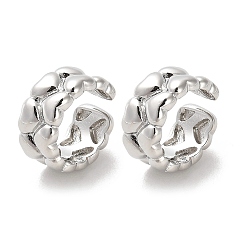 Платина Женские латунные серьги-каффы в форме сердца, долговечный, без свинца и без кадмия, платина, 13.5x13.5x6.5 мм